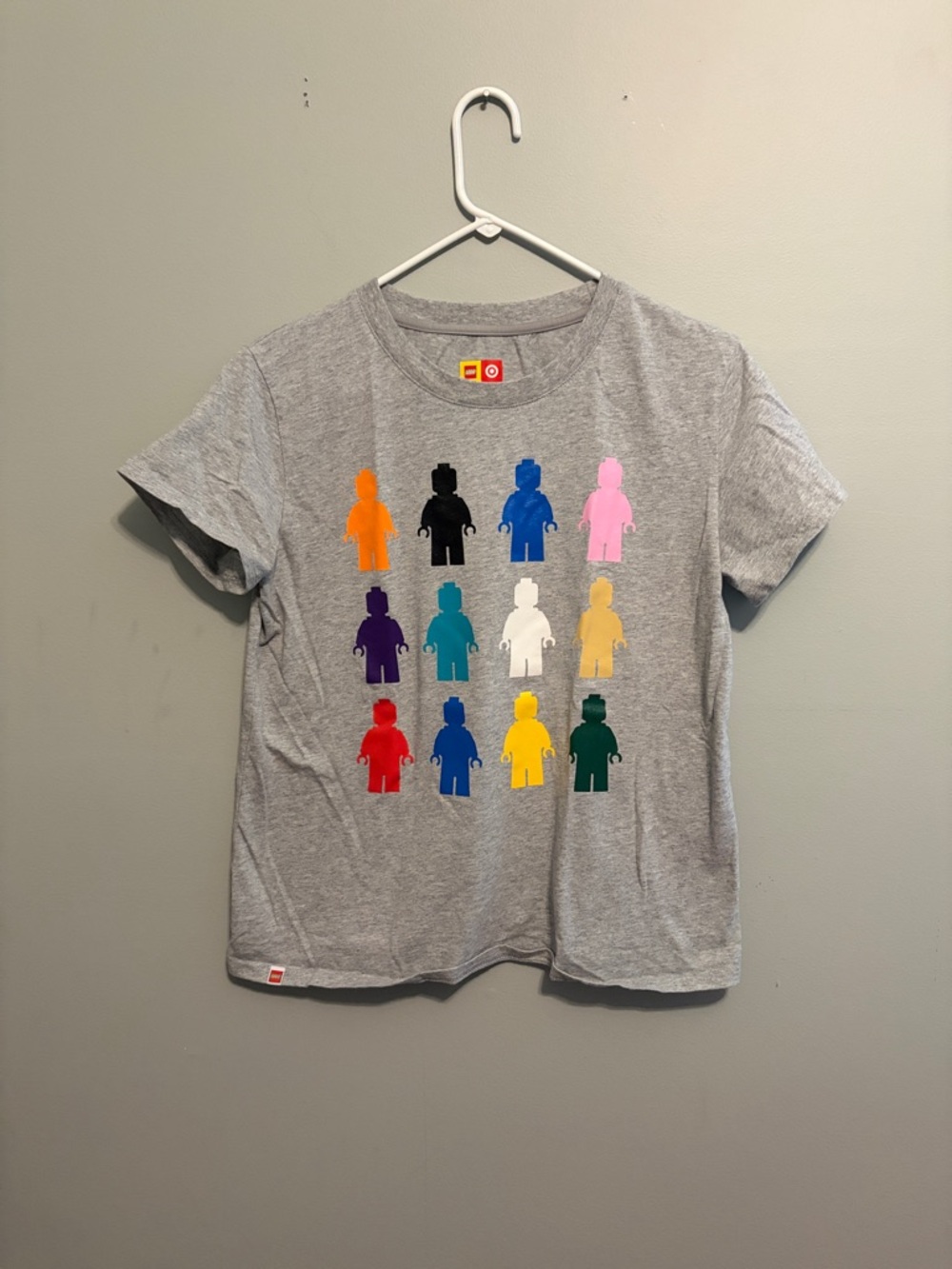 Lego Gray Tee with Multicolor Minifigure Grid